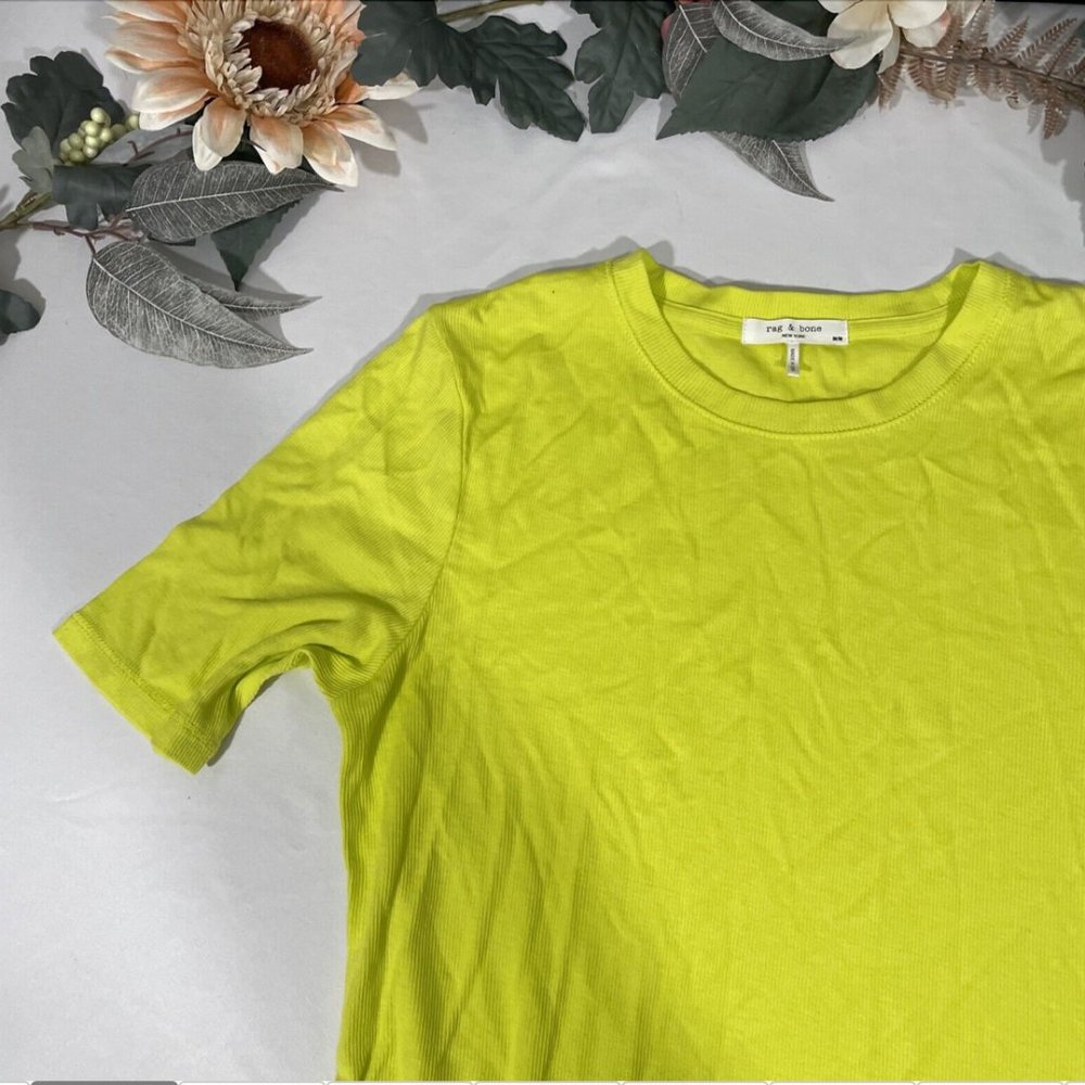 NWD $115 Rag & Bone The‎ Rib Slim Tee in Fresh Lime [ Medium ] #5326 - Picture 3 of 14